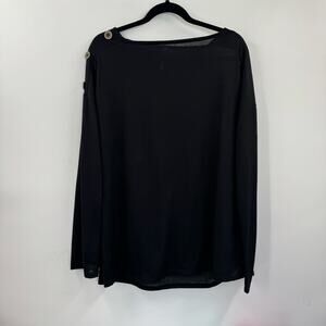 NWOT 42pops black button shoulder blouse